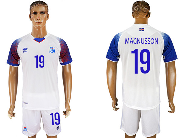 Iceland 19 MAGNUSSON Away 2018 FIFA World Cup Soccer Jersey