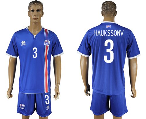 Iceland 3 Haukssonv Home Soccer Country Jersey