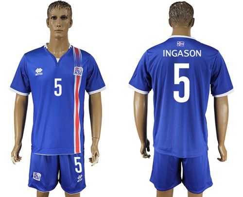 Iceland 5 Ingason Home Soccer Country Jersey