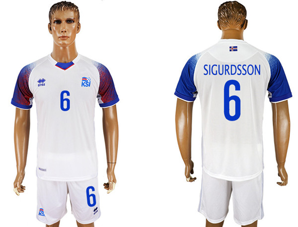 Iceland 6 SIGURDSSON Away 2018 FIFA World Cup Soccer Jersey