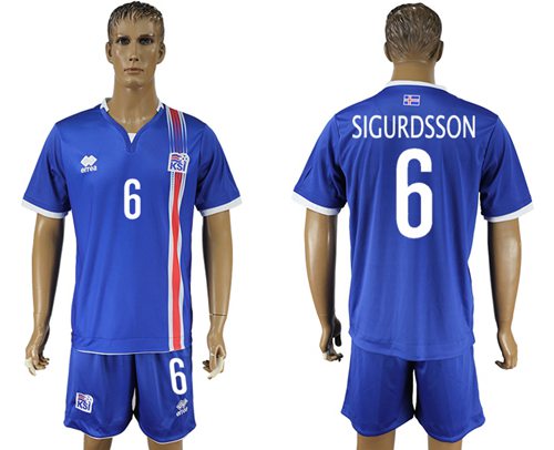 Iceland 6 Sigurdsson Home Soccer Country Jersey