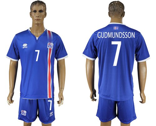 Iceland 7 Gudmundsson Home Soccer Country Jersey
