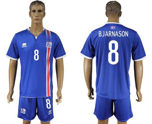 Iceland 8 Bjarnason Home Soccer Country Jersey