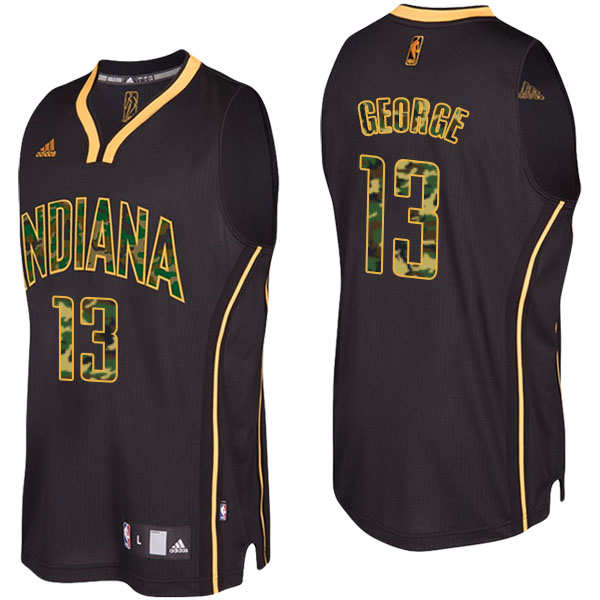 Indiana Pacers Paul George Camo Fashion Swingman Black Jersey