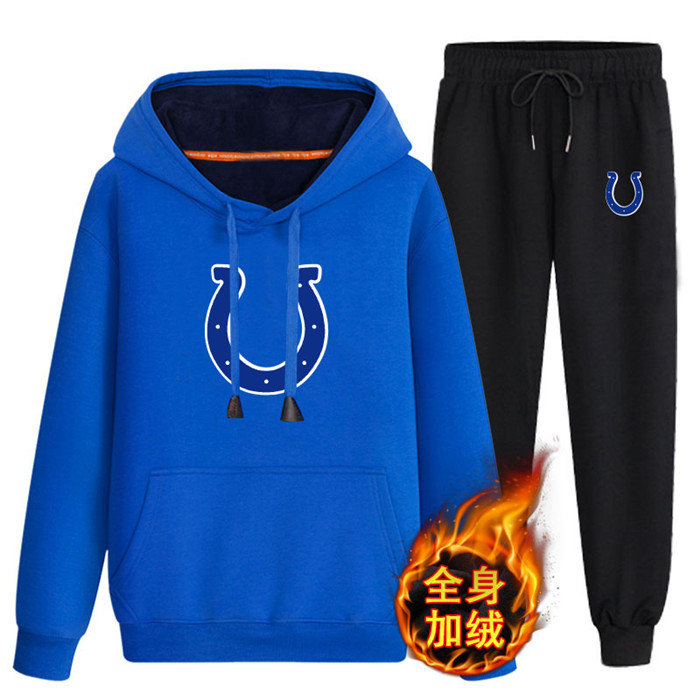 Indianapolis Colts Bule Plus Velvet Pullover Hoodie & Pant