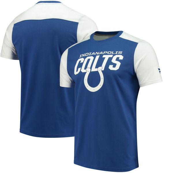 Indianapolis Colts NFL Pro Line by Fanatics Branded Iconic Color Blocked T Shirt Royal White