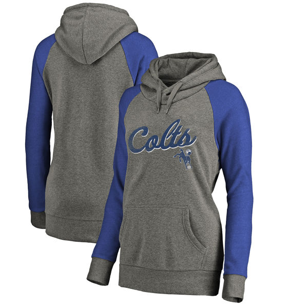 Indianapolis Colts NFL Pro Line by Fanatics Branded Women's Timeless Collection Rising Script Plus Size Tri Blend Hoodie Ash