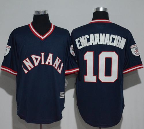 Indians 10 Edwin Encarnacion Navy Blue 1976 Turn Back The Clock Stitched MLB Jersey