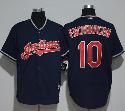 Indians 10 Edwin Encarnacion Navy Blue New Cool Base Stitched MLB Jersey