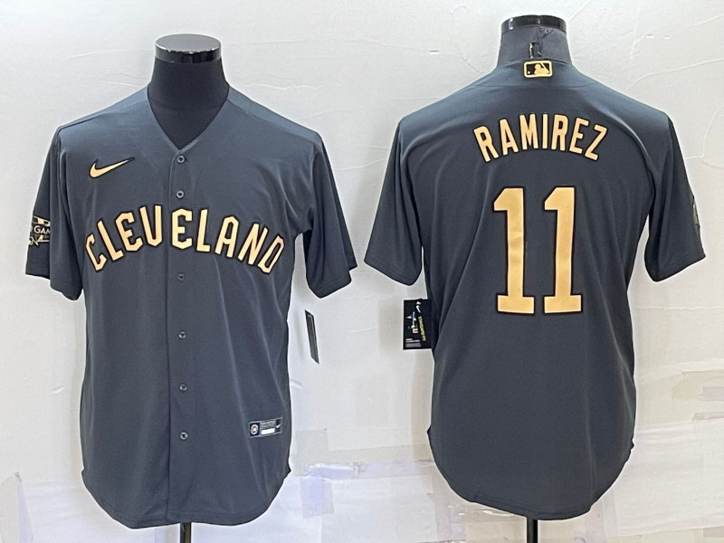 Indians 11 Jose Ramirez Charcoal Nike 2022 MLB All Star Cool Base Jersey