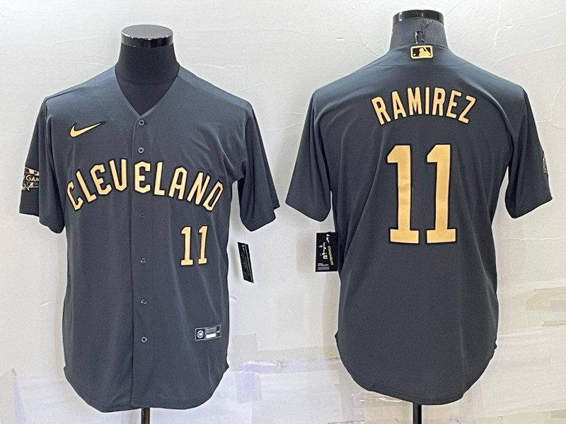 Indians 11 Jose Ramirez Charcoal Nike 2022 MLB All Star Cool Base Jerseys