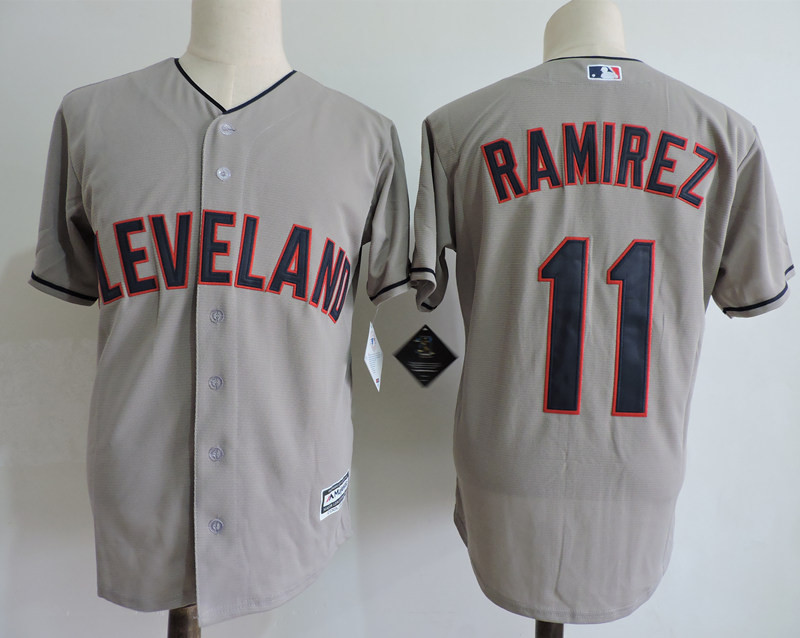 Indians 11 Jose Ramirez Gray Flexbase Jersey