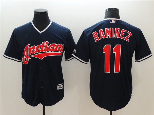 Indians 11 Jose Ramirez Navy Cool Base Jersey