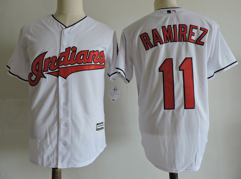 Indians 11 Jose Ramirez White Cool Base Jersey