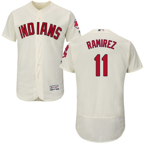 Indians 11 Juan Ramirez Cream Flexbase Jersey