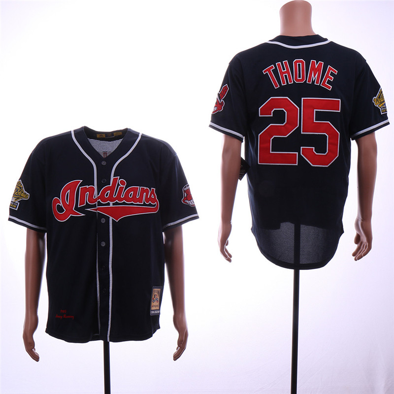 Indians 25 Jim Thome Navy 1995 World Series Cooperstown Collection Jersey