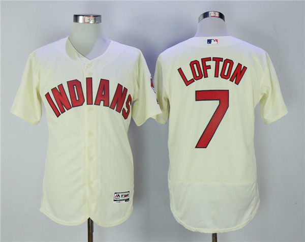 Indians 7 Kenny Lofton Cream Flexbase Jersey