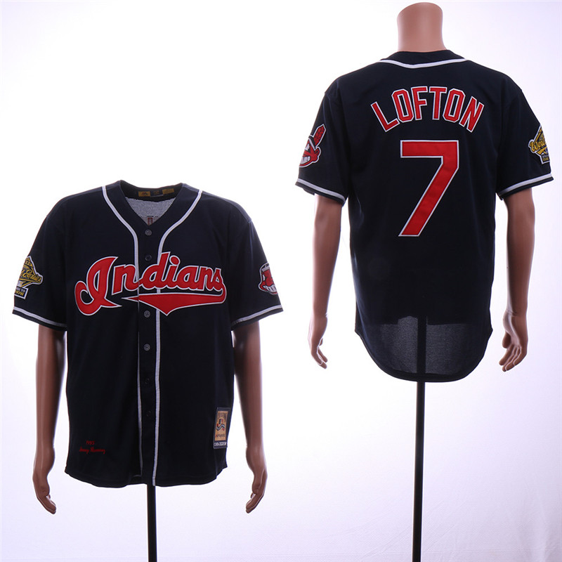Indians 7 Kenny Lofton Navy 1995 World Series Cooperstown Collection Jersey