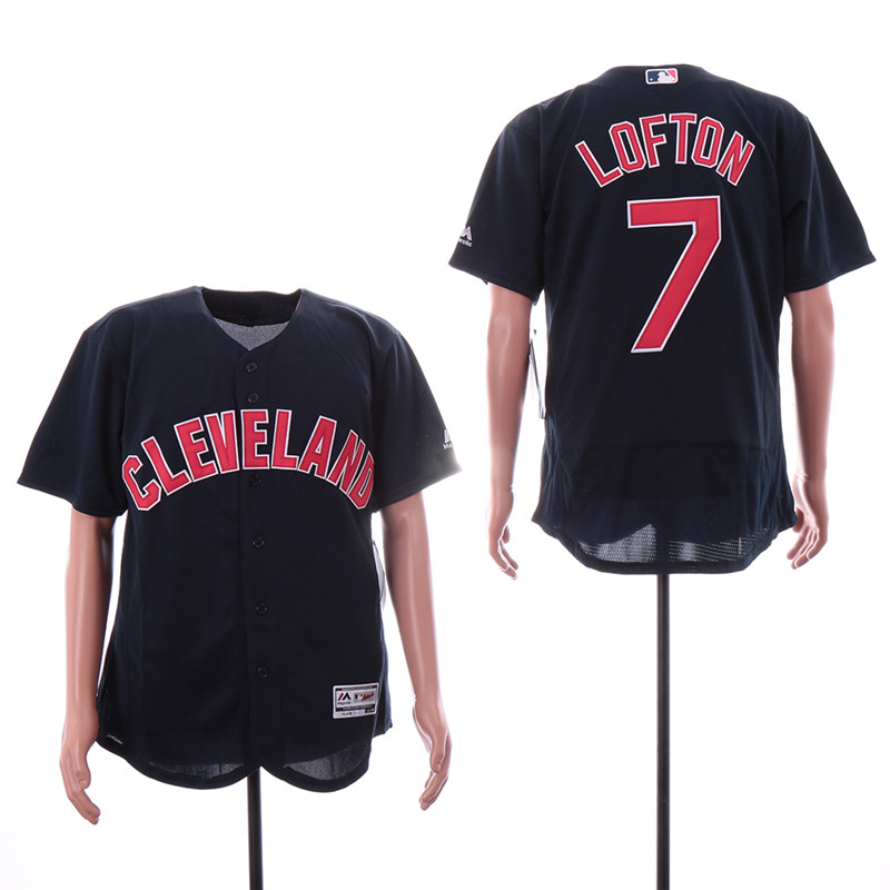 Indians 7 Kenny Lofton Navy Alternate Flexbase Jersey