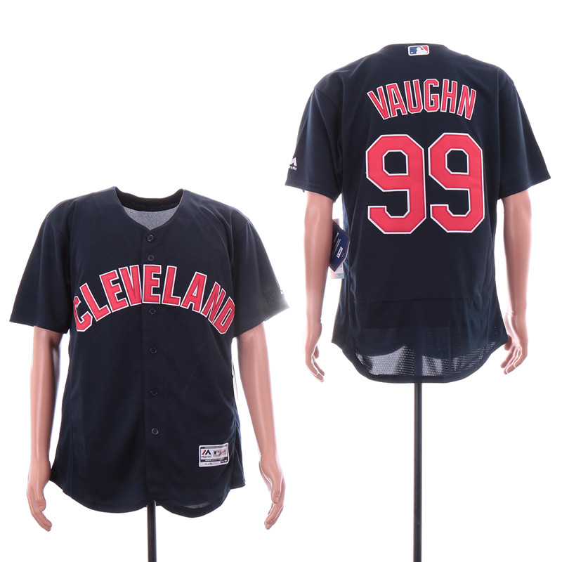 Indians 99 Ricky Vaughn Navy Flexbase Jersey