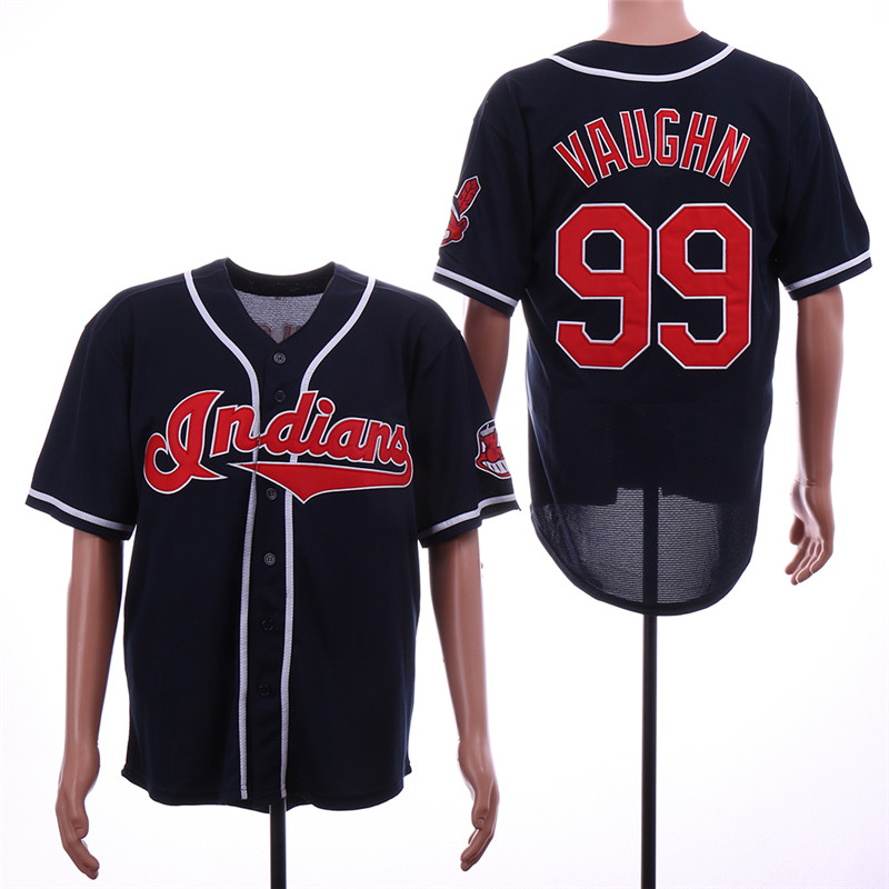 Indians 99 Ricky Vaughn Navy Throwback Jersey