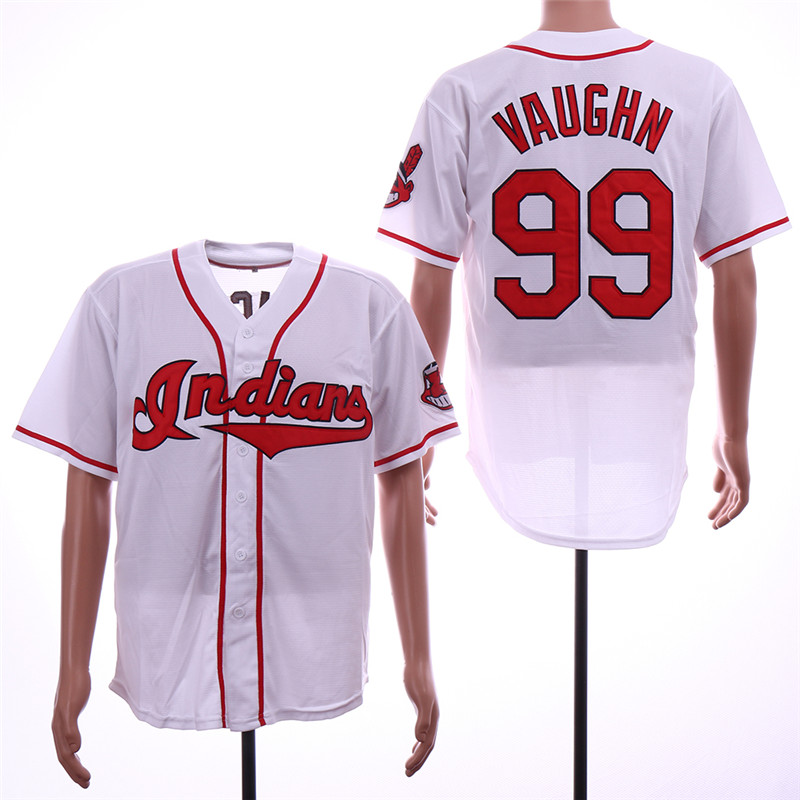 Indians 99 Ricky Vaughn White Throwback Jersey