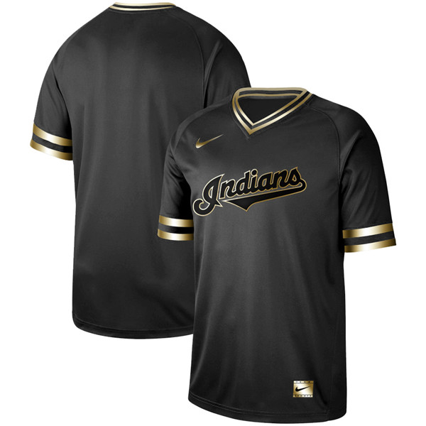 Indians Blank Black Gold Nike Cooperstown Collection Legend V Neck Jersey