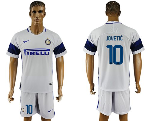 Inter Milan 10 Jovetic White Away Soccer Club Jersey