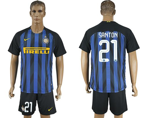 Inter Milan 21 Santon Home Soccer Club Jersey