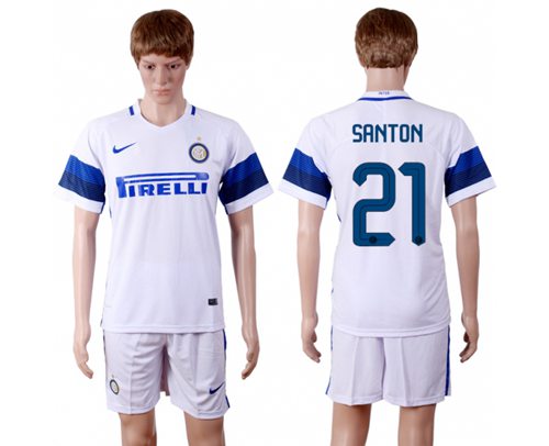 Inter Milan 21 Santon White Away Soccer Club Jersey