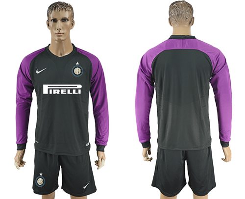 Inter Milan Blank Black Goalkeeper Long Sleeves Soccer Club Jersey