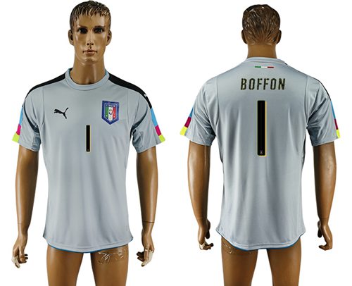 Italy 1 Boffon Grey Goalkeeper Soccer Country Jersey