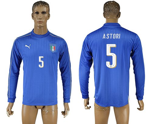 Italy 5 Astori Blue Home Long Sleeves Soccer Country Jersey