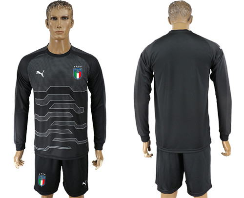 Italy Black Goalkeeper 2018 FIFA World Cup Long Sleeve Soccer Jersey