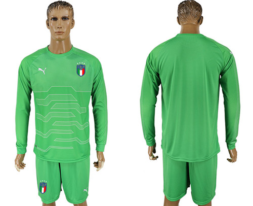 Italy Green Goalkeeper 2018 FIFA World Cup Long Sleeve Soccer Jersey