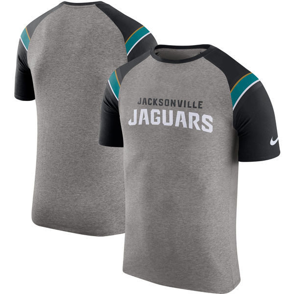 Jacksonville Jaguars  Enzyme Shoulder Stripe Raglan T Shirt Heathered Gray