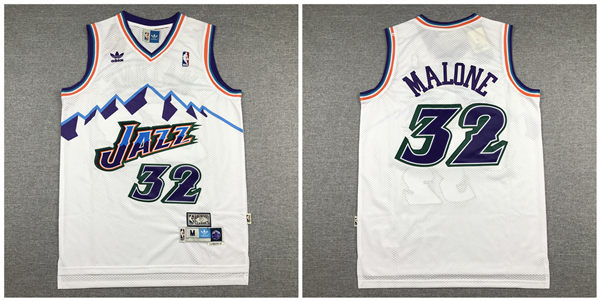 Jazz 32 Karl Malone White Hardwood Classics Jersey