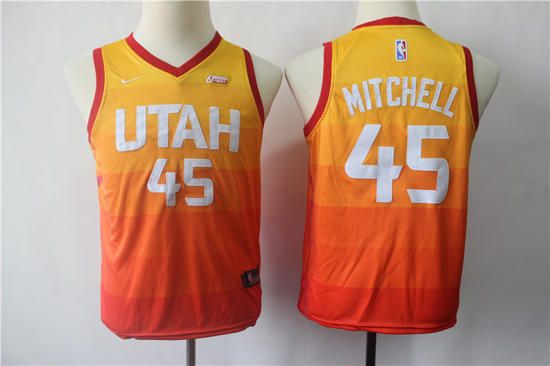 Jazz 45 Donovan Mitchell Multi Color City Edition Youth  Swingman Jersey