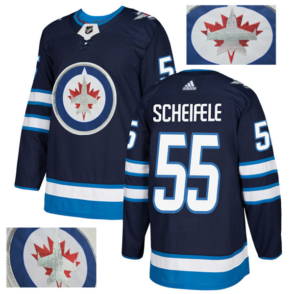 Jets 55 Mark Scheifele Navy With Special Glittery Logo  Jersey