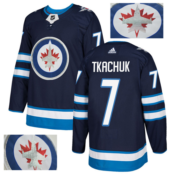 Jets 7 Keith Tkachuk Navy With Special Glittery Logo  Jersey