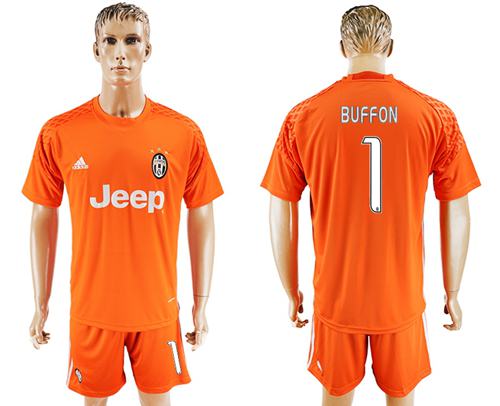 Juventus 1 Buffon Orange Goalkeeper Soccer Club Jersey