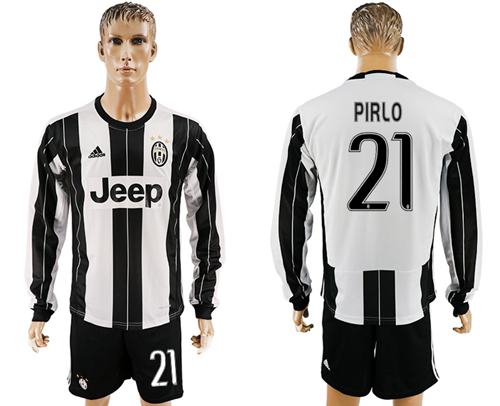 Juventus 21 Pirlo Home Long Sleeves Soccer Club Jersey