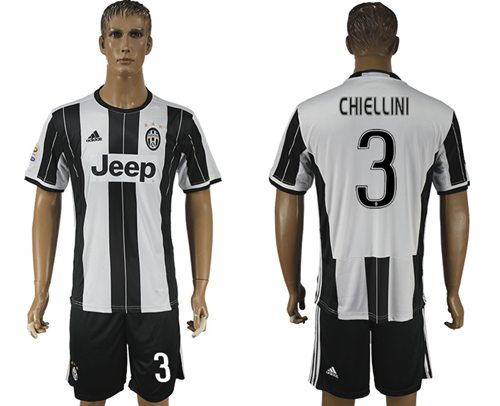 Juventus 3 Chiellini Home Soccer Club Jersey