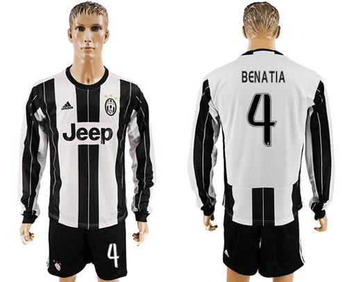 Juventus 4 Benatia Home Long Sleeves Soccer Club Jersey