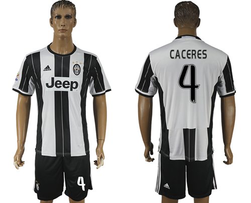 Juventus 4 Caceres Home Soccer Club Jersey
