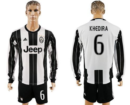 Juventus 6 Khedira Home Long Sleeves Soccer Club Jersey