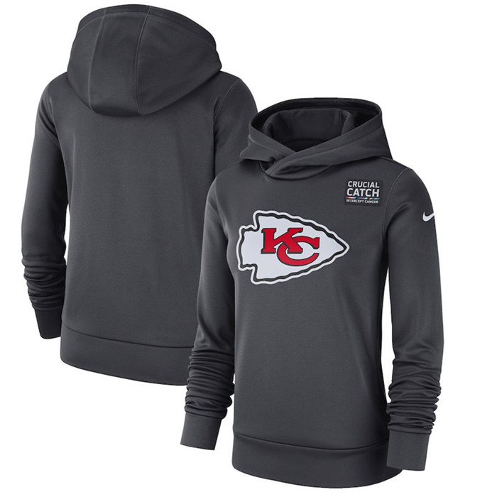 Kansas City Chiefs Anthracite Women's  Crucial Catch Performance Hoodie