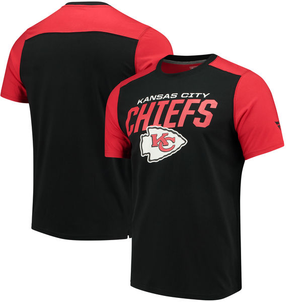 Kansas City Chiefs NFL Pro Line by Fanatics Branded Iconic Color Blocked T Shirt Black Red