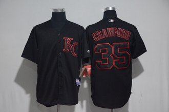 Kansas City Royals Mens Jerseys 35 Crawford Black Cool Base Baseball Jerseys