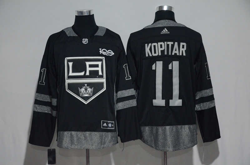 Kings 11 Anze Kopitar Black 100th Anniversary Season Jersey